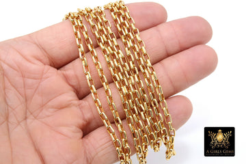 Gold Plated Box Chain: Thick Rectangle Jewelry Chains (5.0 x 3.5 mm)